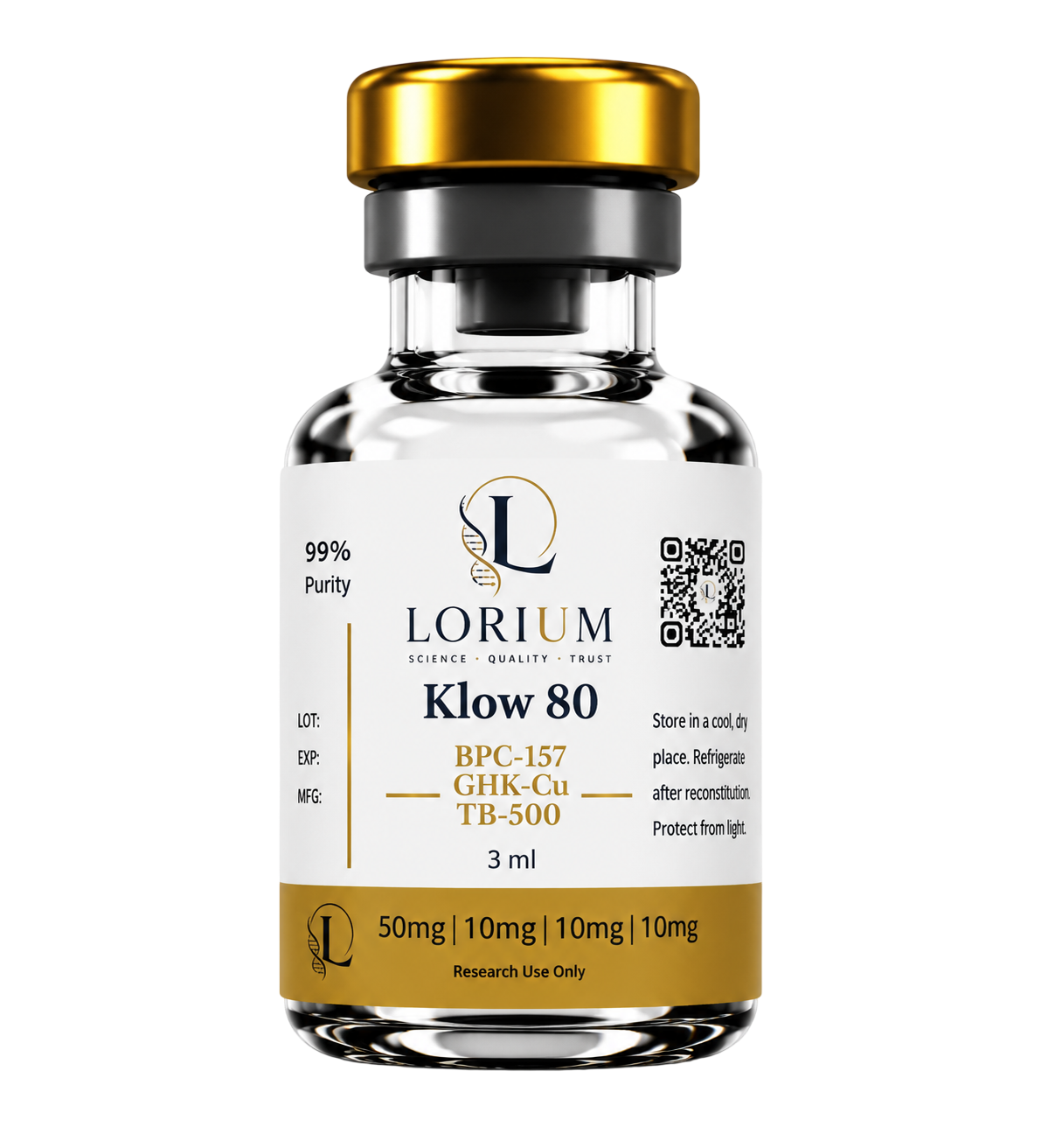 KLOW 80 — GHK-Cu / KPV / BPC-157 / TB500 (50mg/10mg/10mg/10mg Activated - 25mg/5mg/5mg/5mg/mL - 2mL)